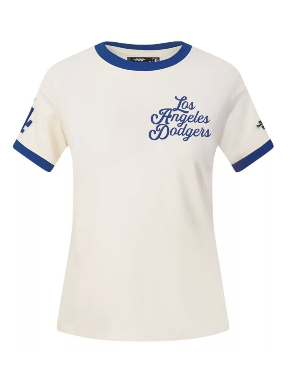 NWT, Pro Standard Women's Los Angeles Dodgers Cream Ringer Souvenir T-Shirt, XL